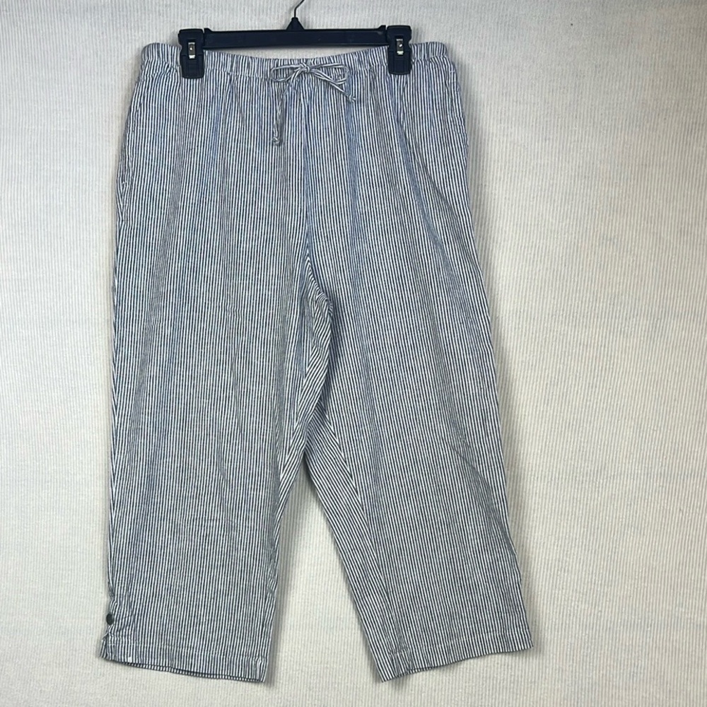 Christopher & Banks Linen Blend Pull On Size Medium Cropped Wide Leg Pants